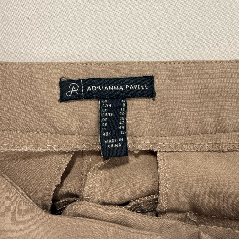 Straight Leg Ankle Adrianna Papell Tan Stretch Slacks Size 8 - Picture 7 of 8